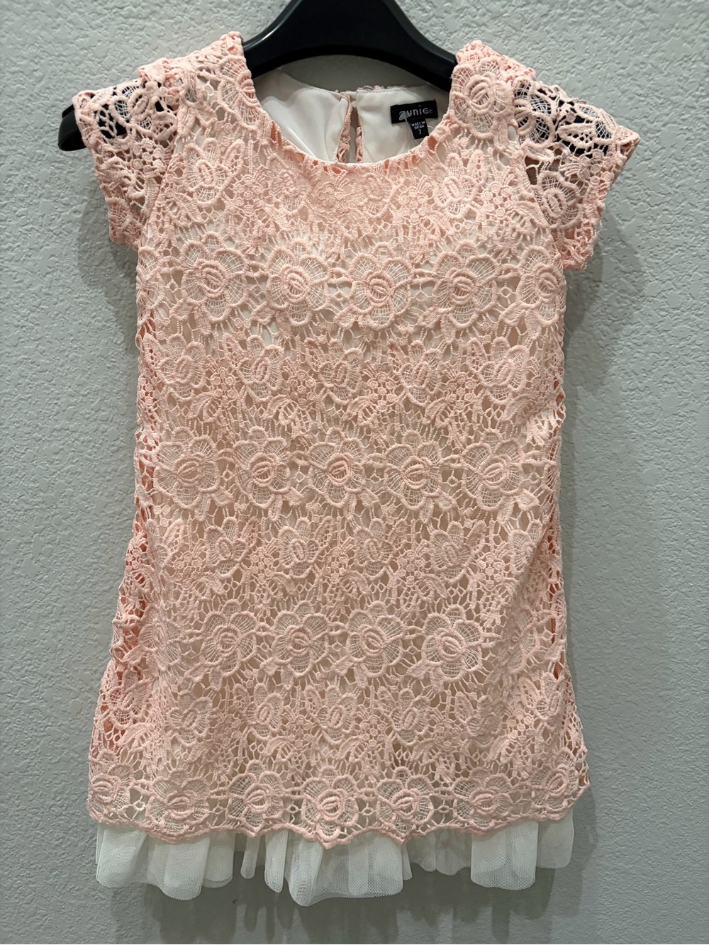 Zunie Girl’s Blush Pink Lace Dress, Sz 7